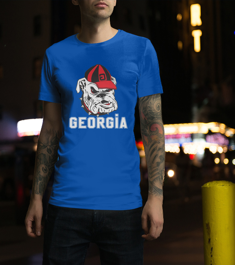 Georgia Bulldogs Vintage Red And Black Cap Bulldog T-Shirt
