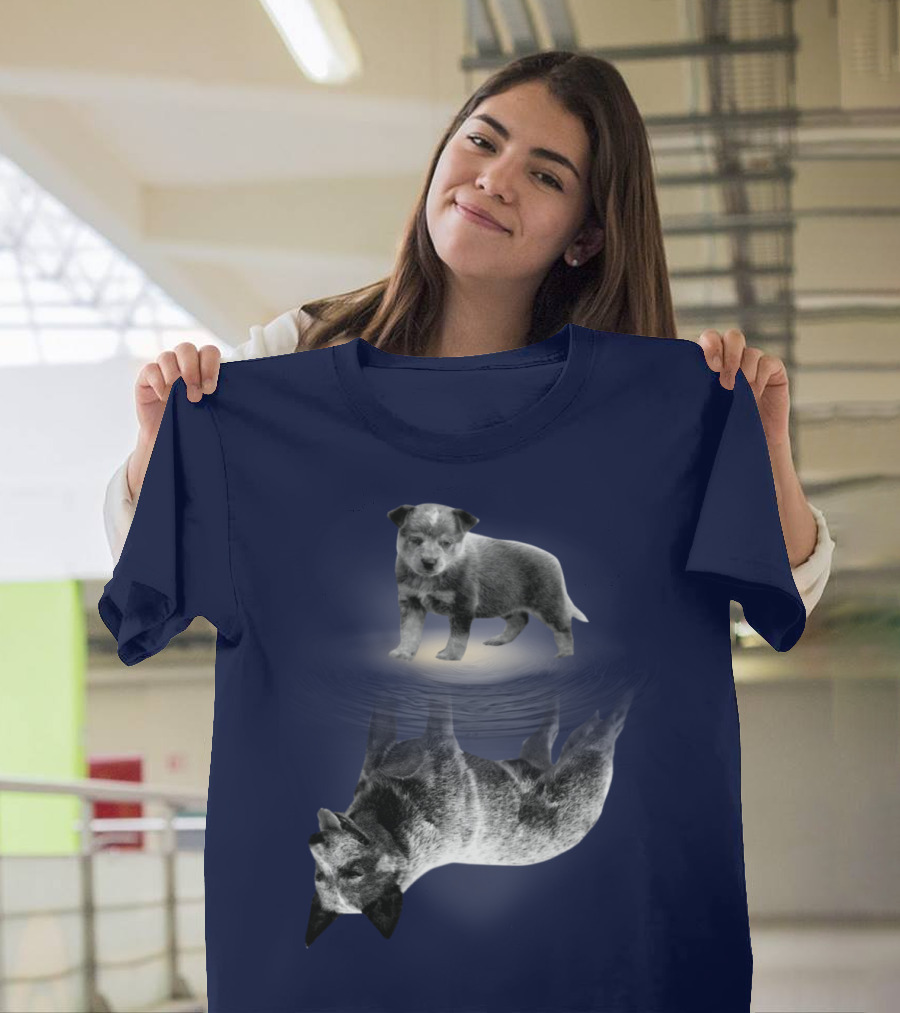 Retro Reflections: Vintage Australian Cattle Dog And Scenic Sunset T-Shirt
