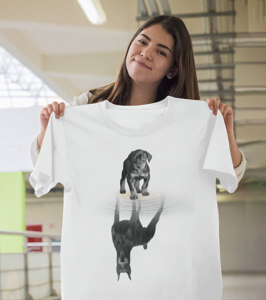 Doberman Puppy Reflection Women Men Kids Dog Love Pet T-Shirt