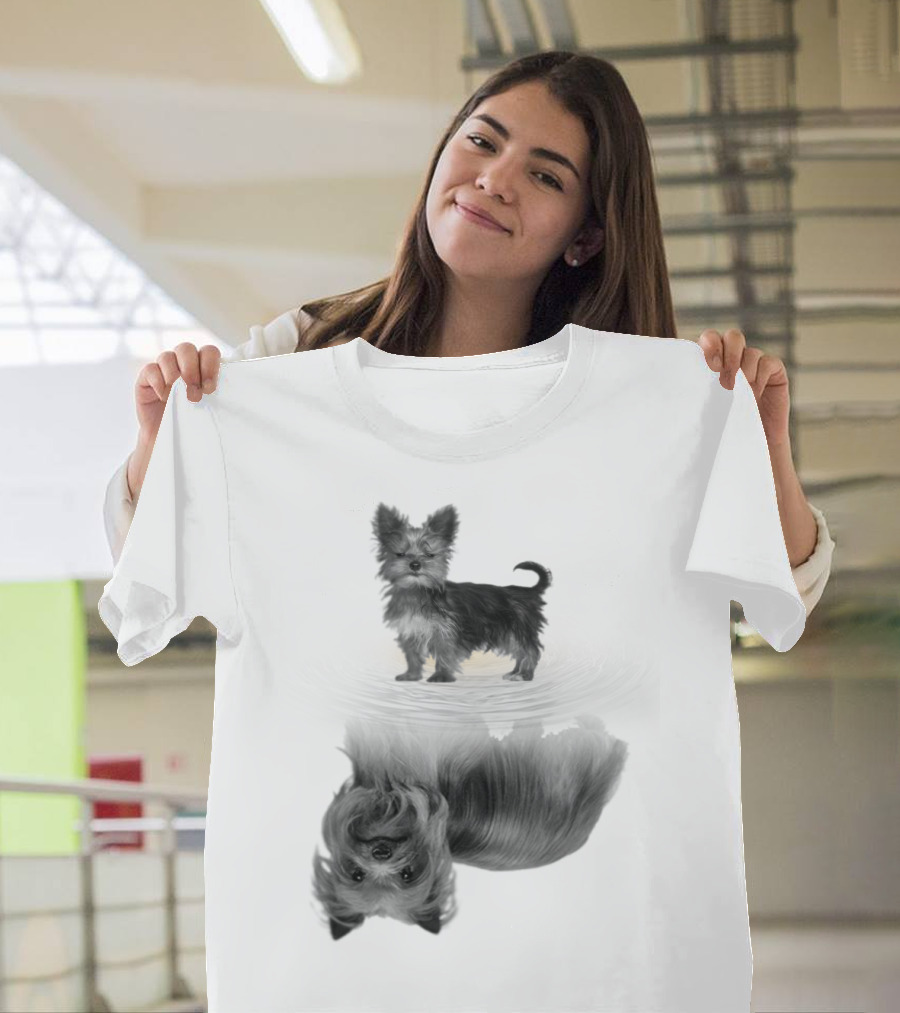 Yorkshire Terrier Reflection Art In I Love My Yorkie T-Shirt