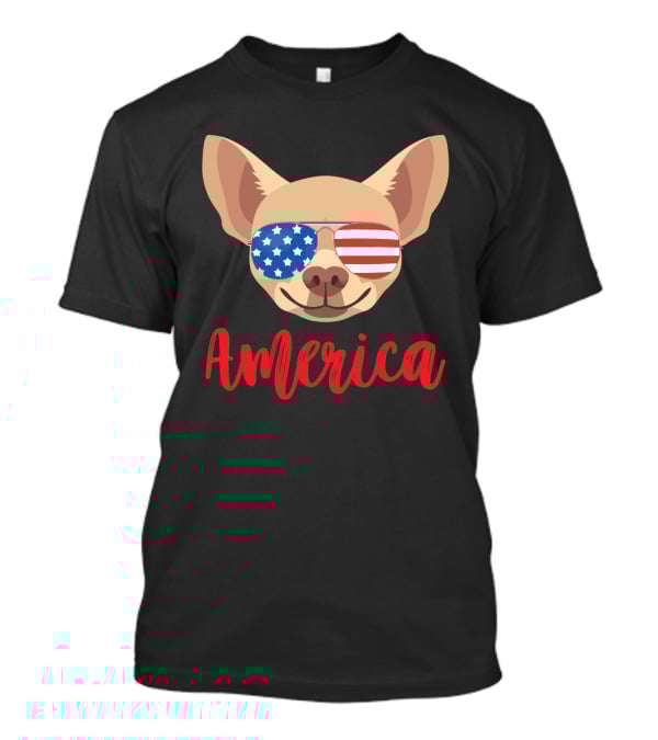 America Chihuahua Patriotic Sunglasses Dog T-Shirt