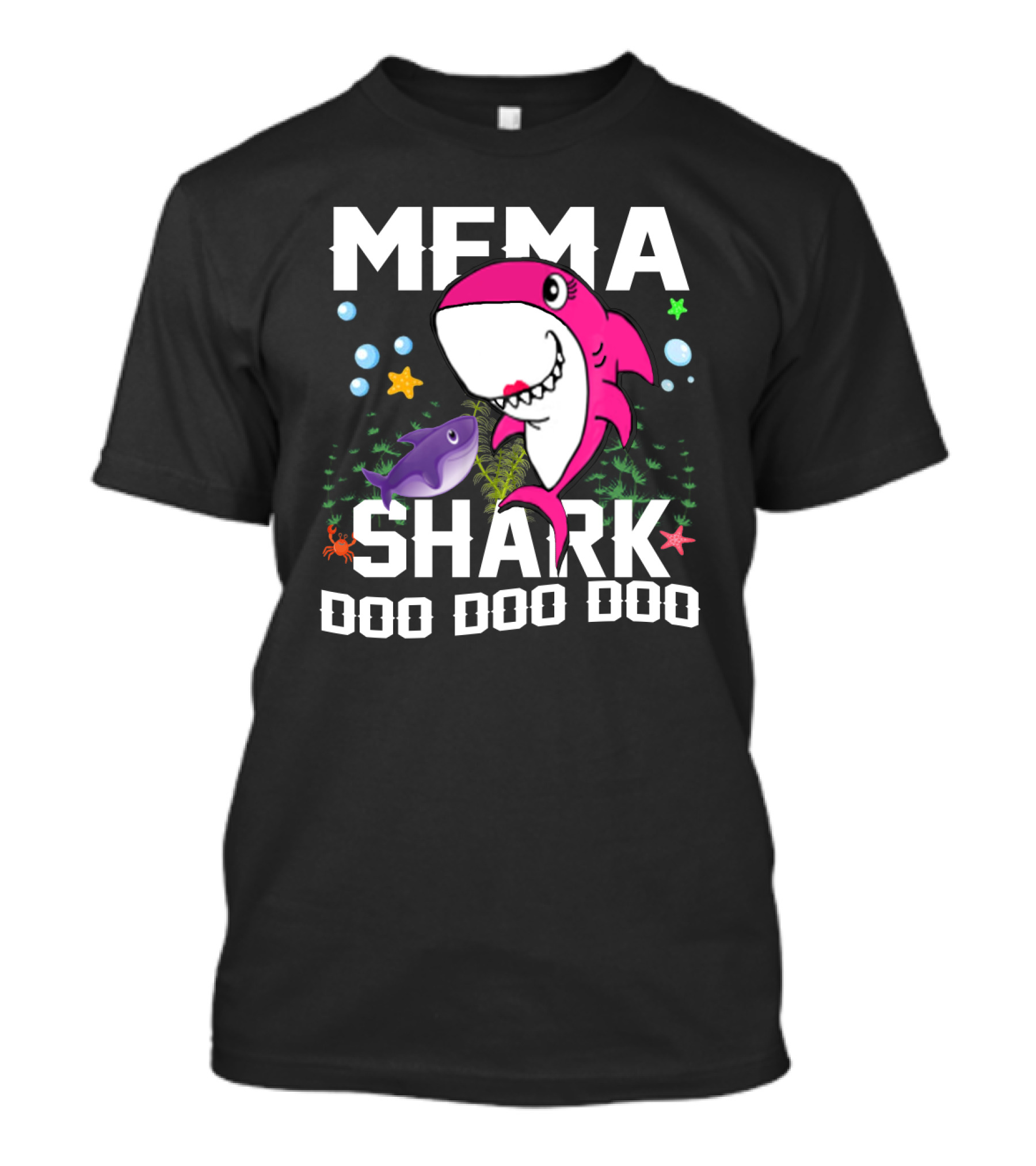 Mema Shark Doo Doo Doo Pink Cartoon Ocean T-Shirt