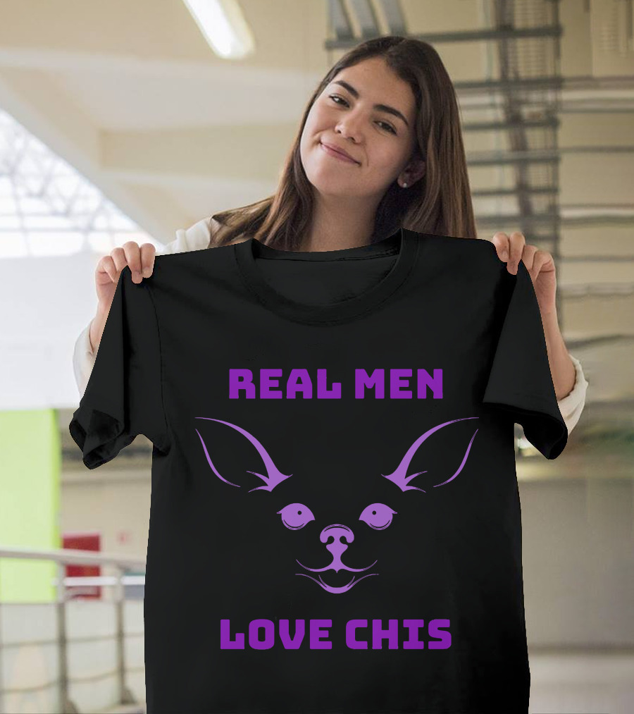 Real Men Love Chis Chihuahua Face T-Shirt