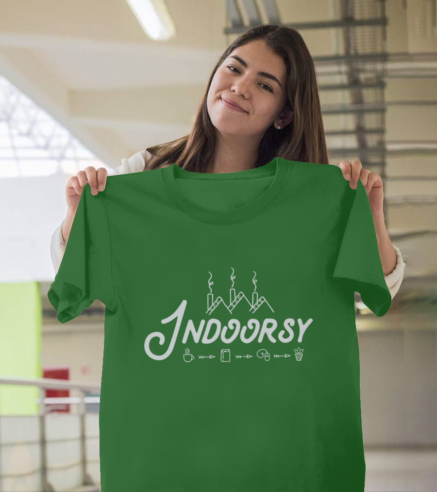 Indoorsy Smoke Coffee Book Music Plant Icons T-Shirt