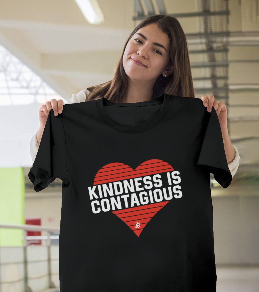 Kindness Is Contagious Red Heart Stripes T-Shirt