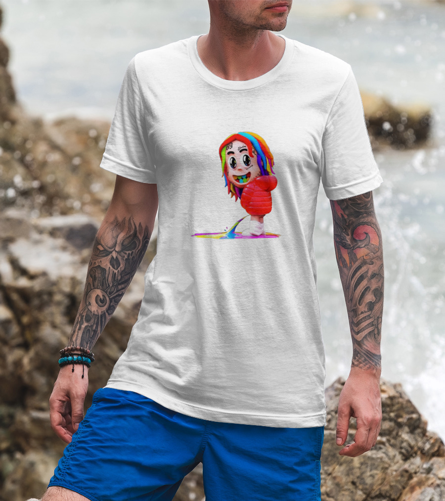 Sixnine Rainbow Hair Cartoon Character Merch T-Shirt