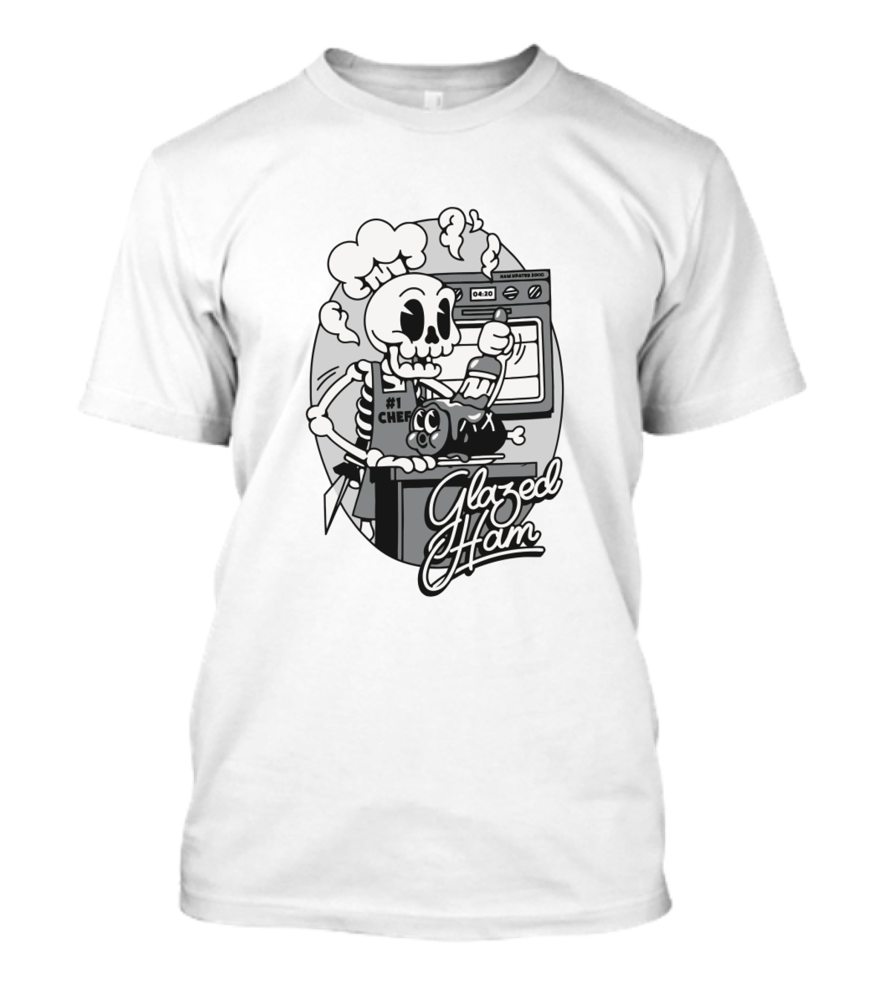 Glazed Ham Cold Ones Merch #1 Chef Skeleton Oven Cooking T-Shirt