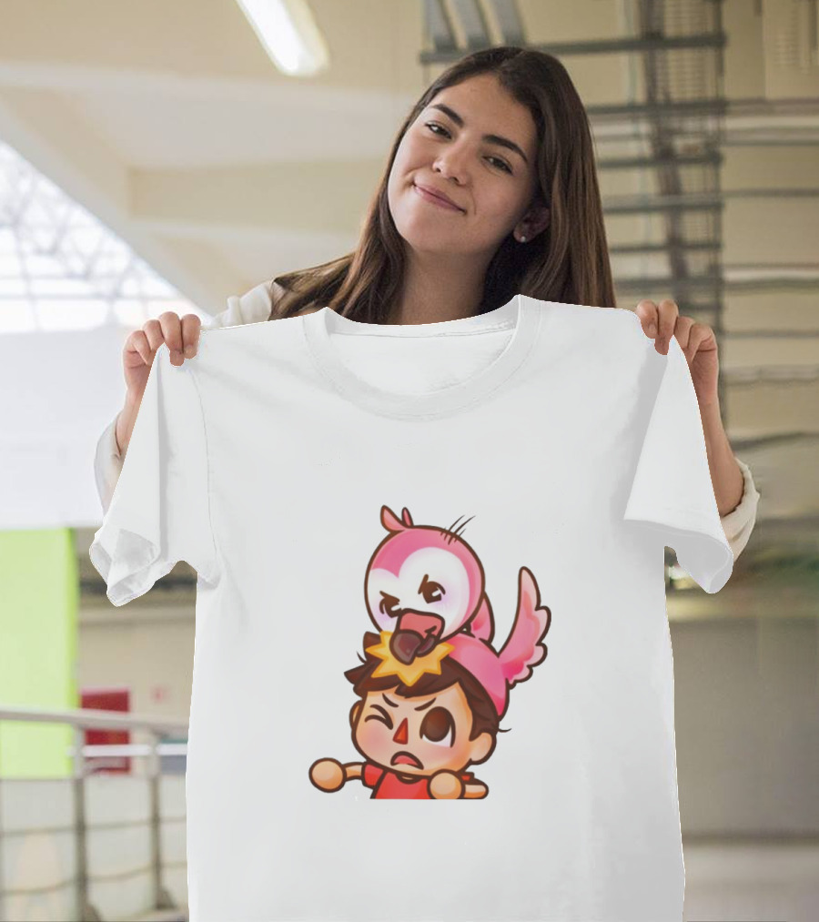 Youtooz Flamingo Angry Cartoon Character with Pink Bird Companion T-Shirt