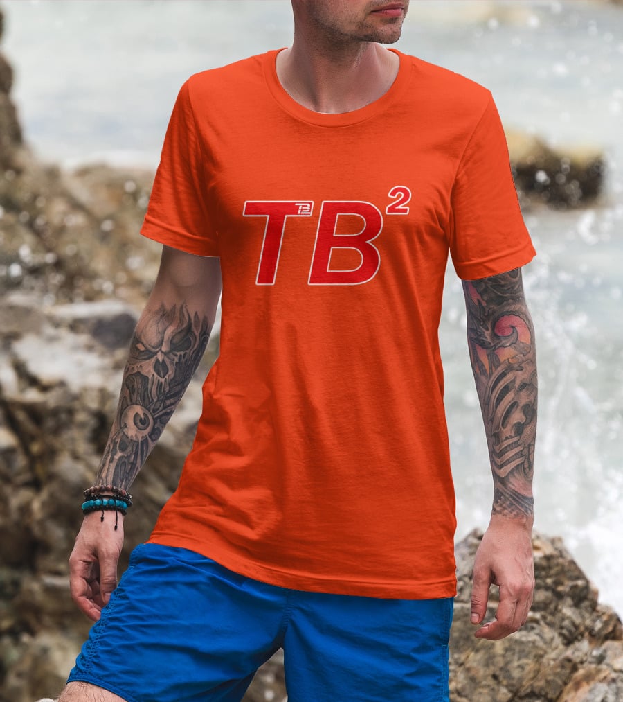 TB² TB12 Red And White Icon On Orange Background T-Shirt
