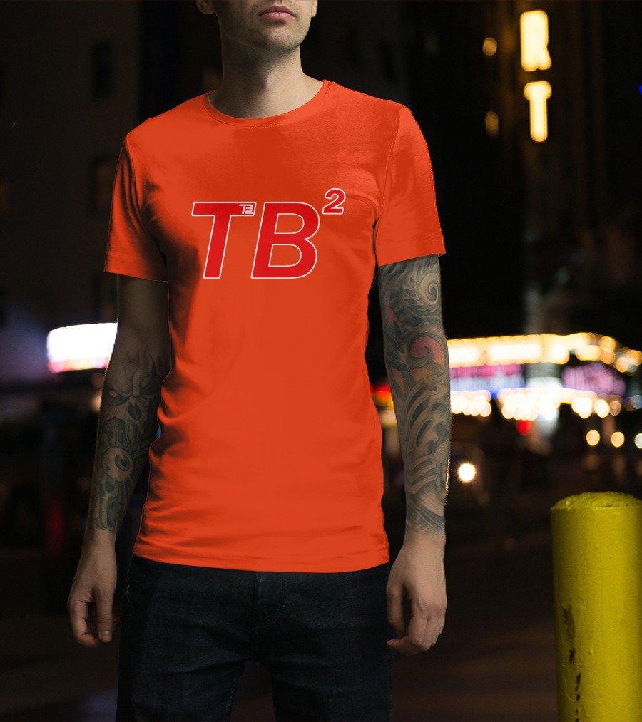 TB² TB12 Red And White Icon On Orange Background T-Shirt