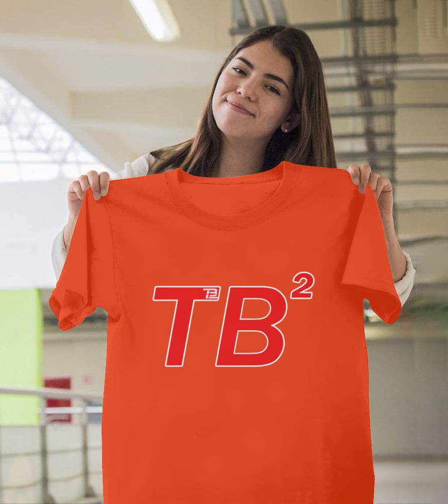 TB² TB12 Red And White Icon On Orange Background T-Shirt