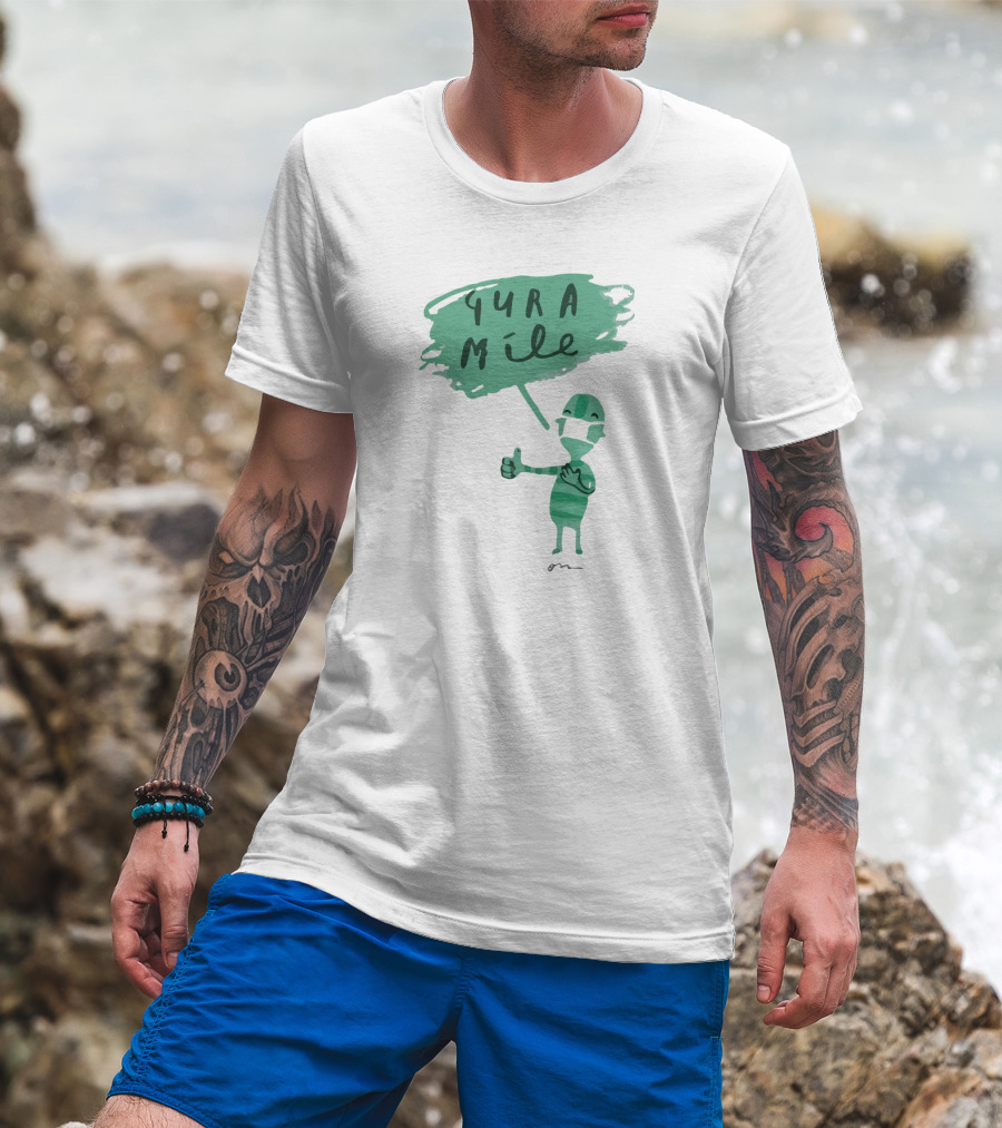 Gura Míle Green Cartoon Figure Thumbs Up T-Shirt