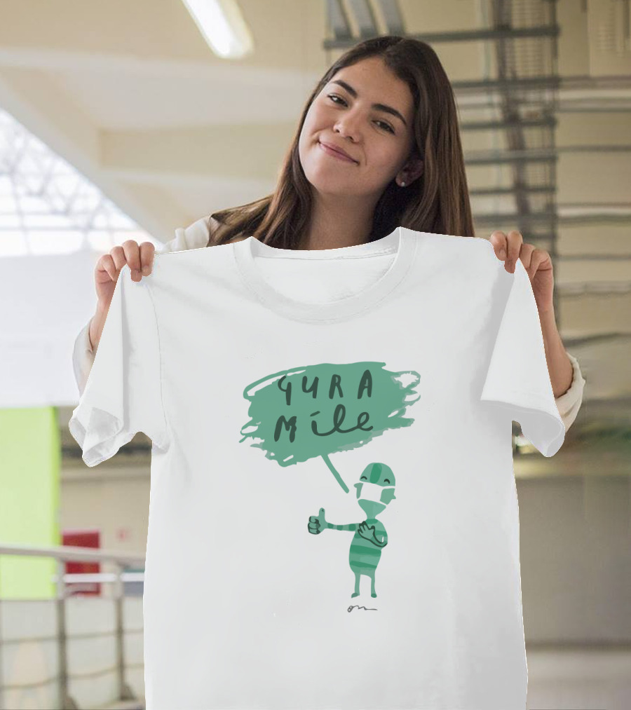 Gura Míle Green Cartoon Figure Thumbs Up T-Shirt
