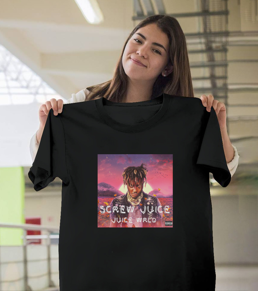 Juice WRLD Screw Juice Album Cover with Colorful Sunset Background T-Shirt