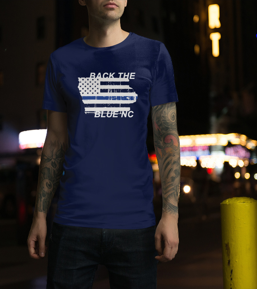 BACK THE BLUE NC American Flag T-Shirt