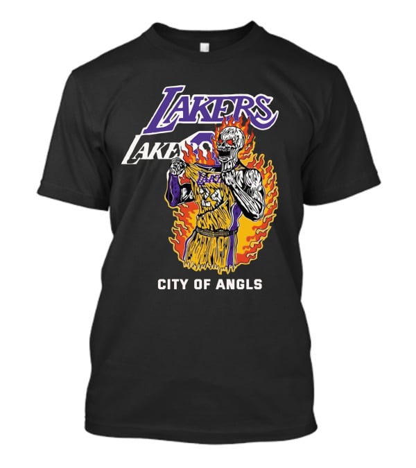 Lakers Kobe Skeleton City Of Angels Flames T-Shirt