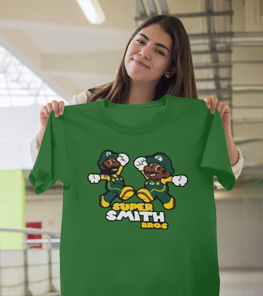 Super Smith Bros Green Outfit Cartoon Characters T-Shirt