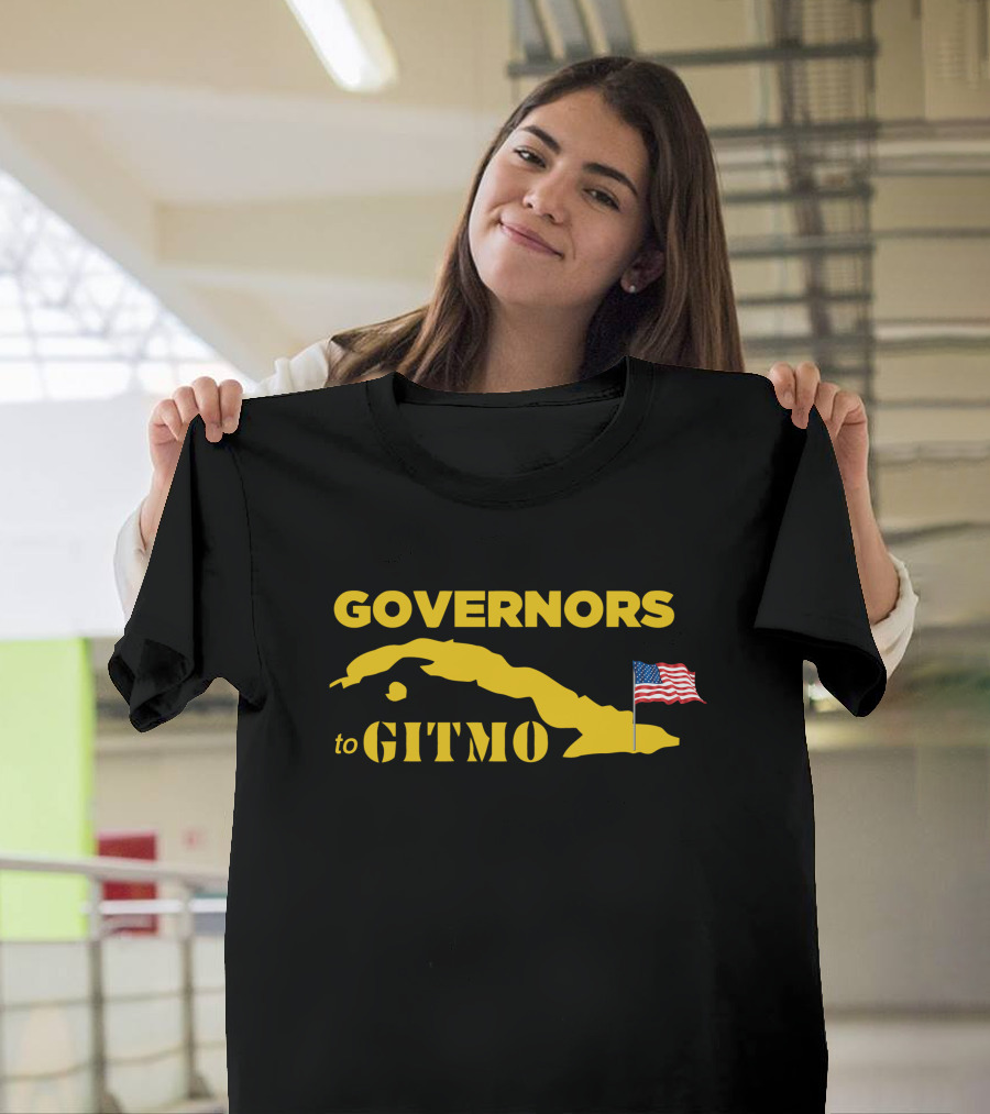 GOVERNORS TO GITMO Cuba Map American Flag T-Shirt
