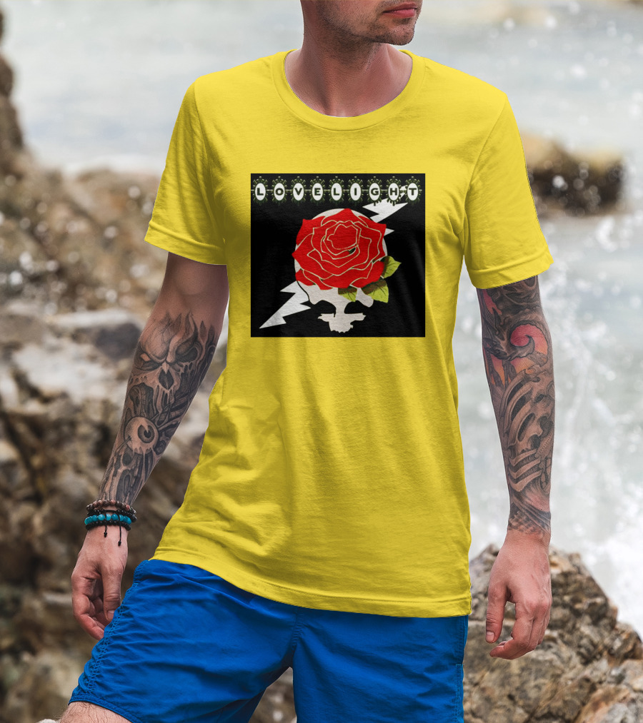 Lovelight Rose Skull With Lightning Bolt T-Shirt