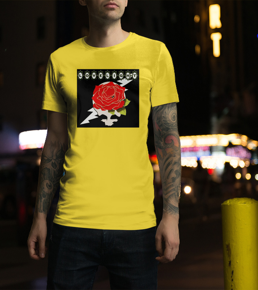 Lovelight Rose Skull With Lightning Bolt T-Shirt