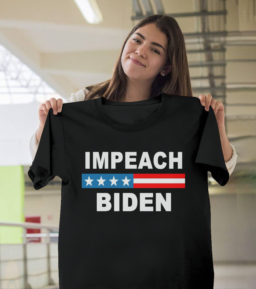IMPEACH BIDEN Stars and Stripes Banner T-Shirt