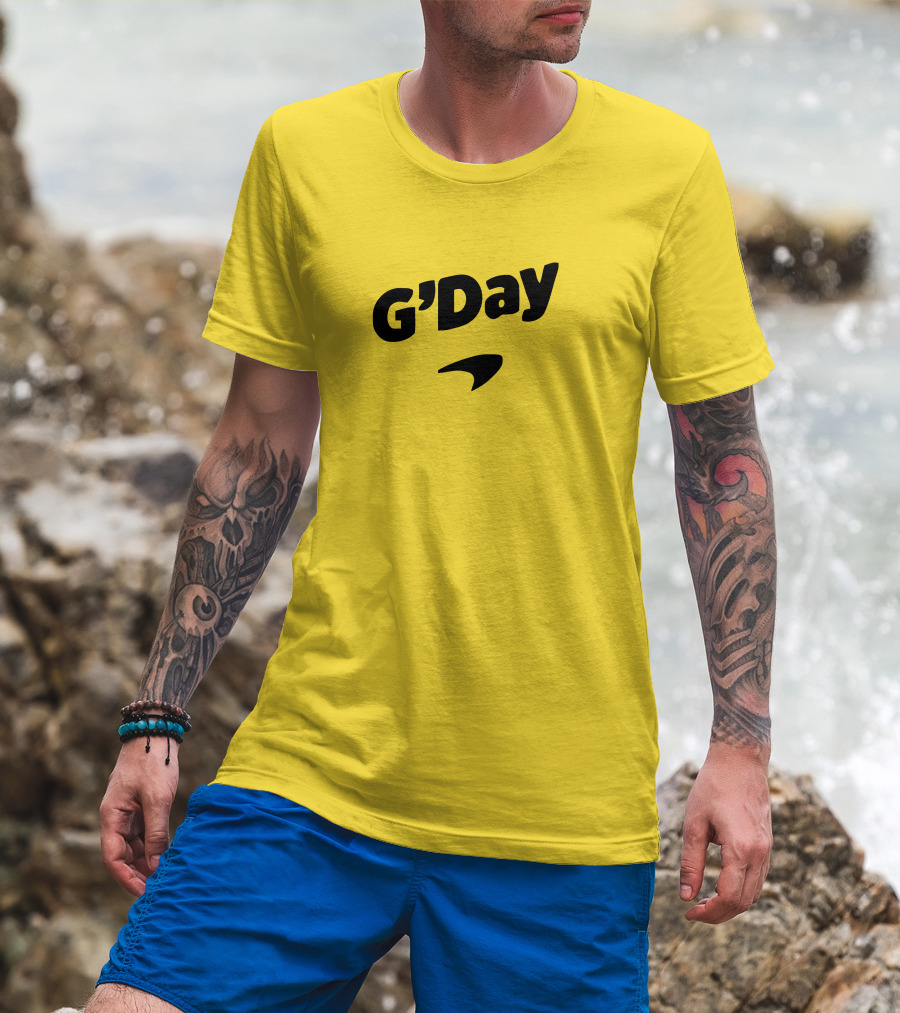 Daniel Ricciardo G'Day McLaren Logo Yellow Background T-Shirt