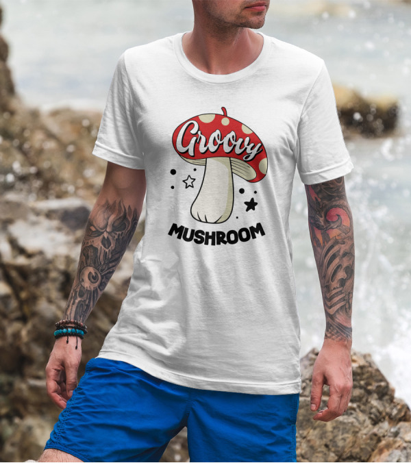 Groovy Mushroom Retro Polka Dot Star Fun T-Shirt