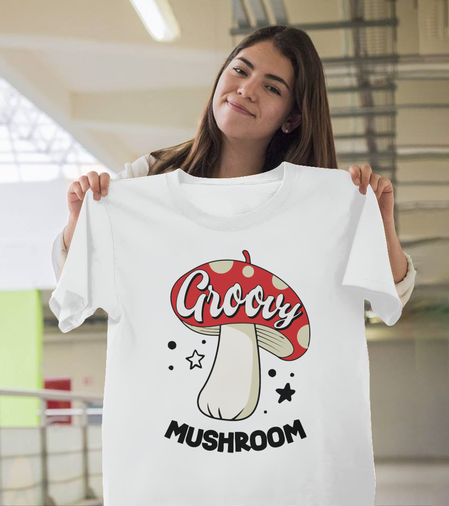Groovy Mushroom Retro Polka Dot Star Fun T-Shirt