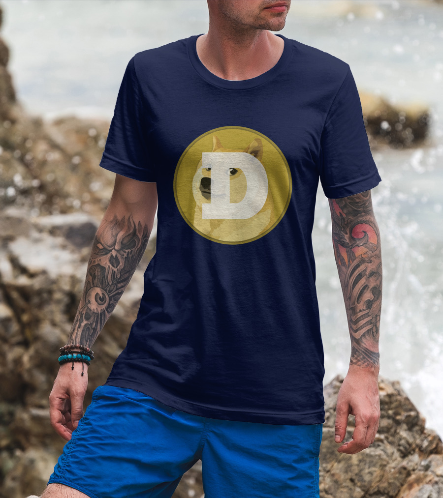 Dogecoin Dog Meme Cryptocurrency Icon D Letter T-Shirt