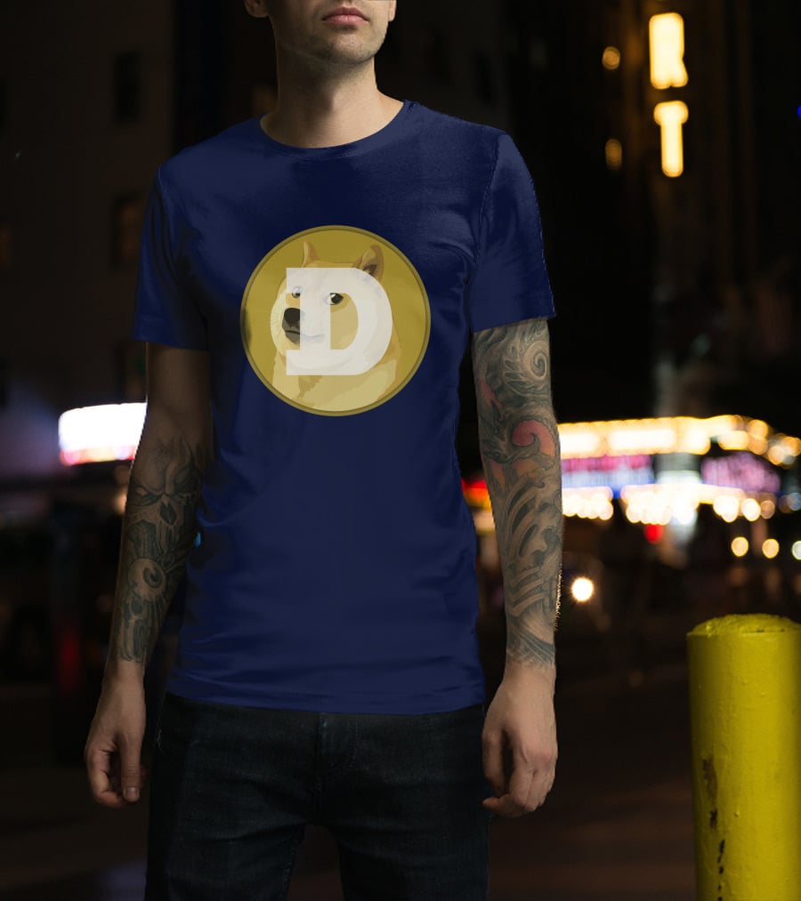 Dogecoin Dog Meme Cryptocurrency Icon D Letter T-Shirt