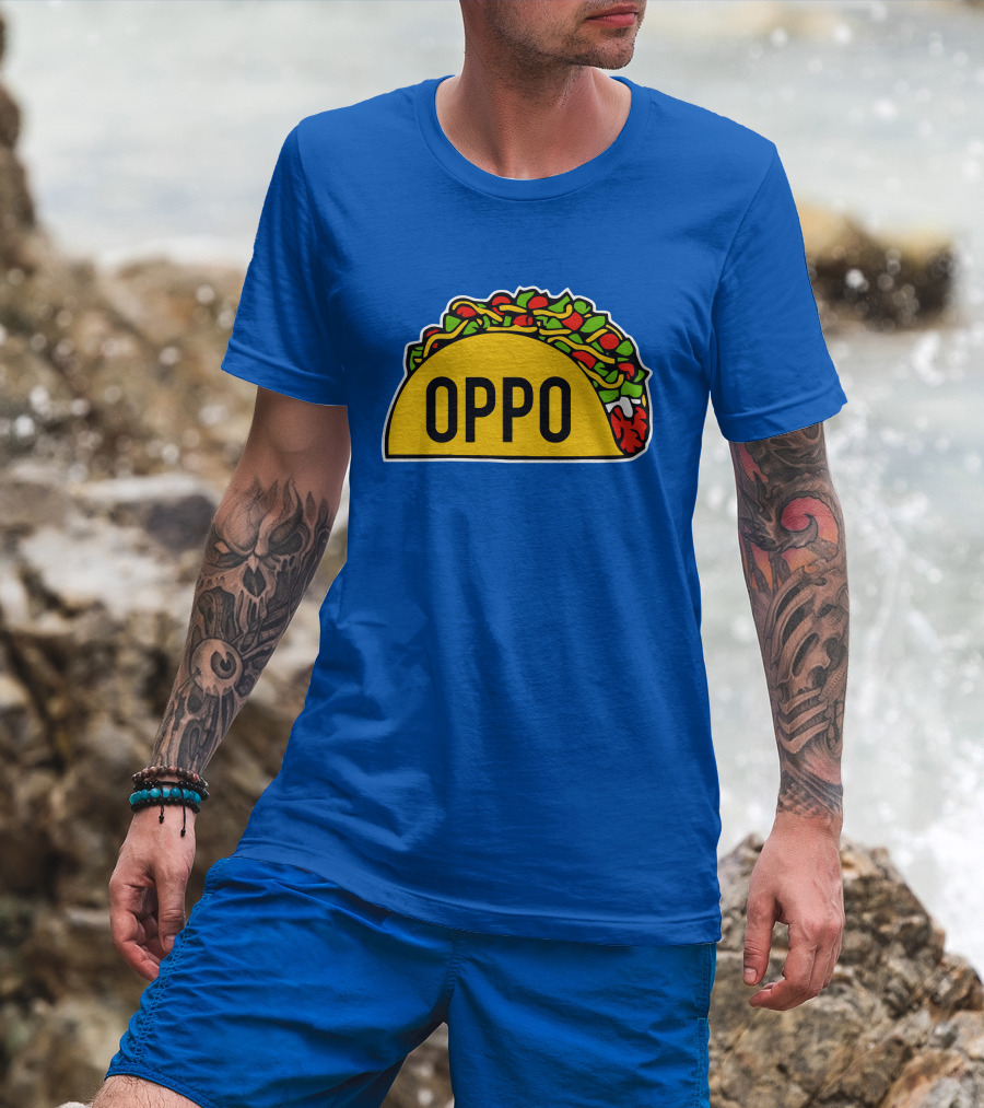 OPPO Taco Graphic On Vibrant Blue Background T-Shirt