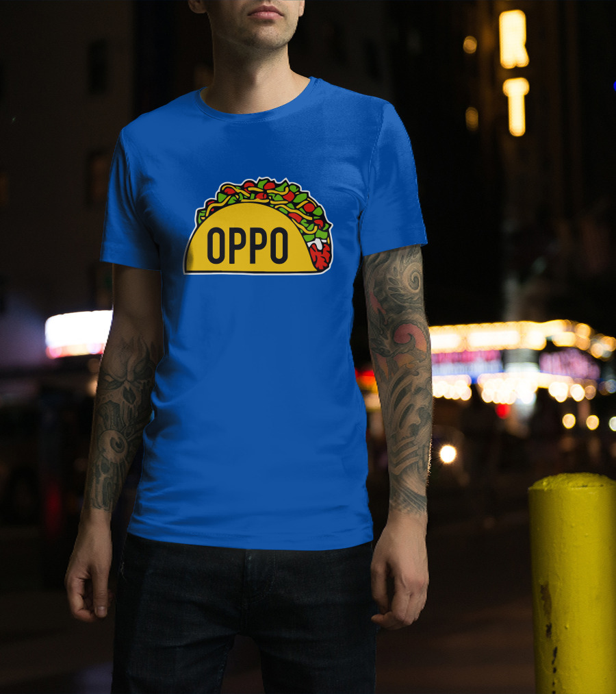 OPPO Taco Graphic On Vibrant Blue Background T-Shirt