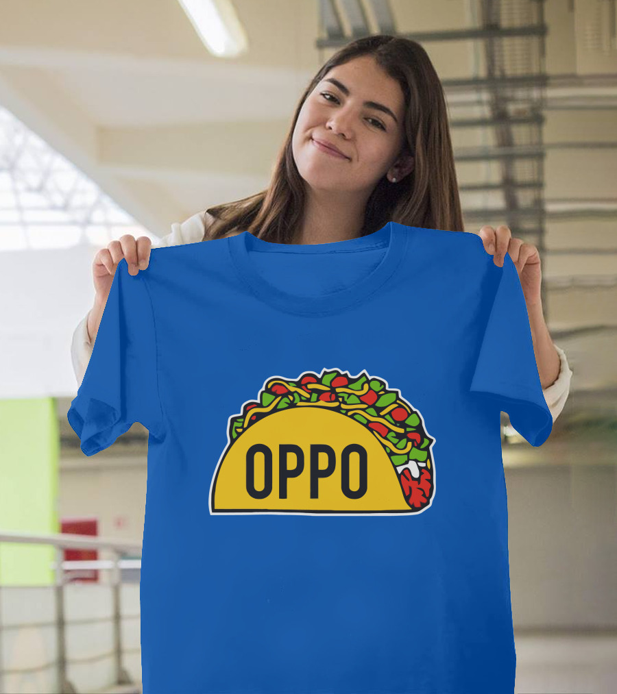 OPPO Taco Graphic On Vibrant Blue Background T-Shirt