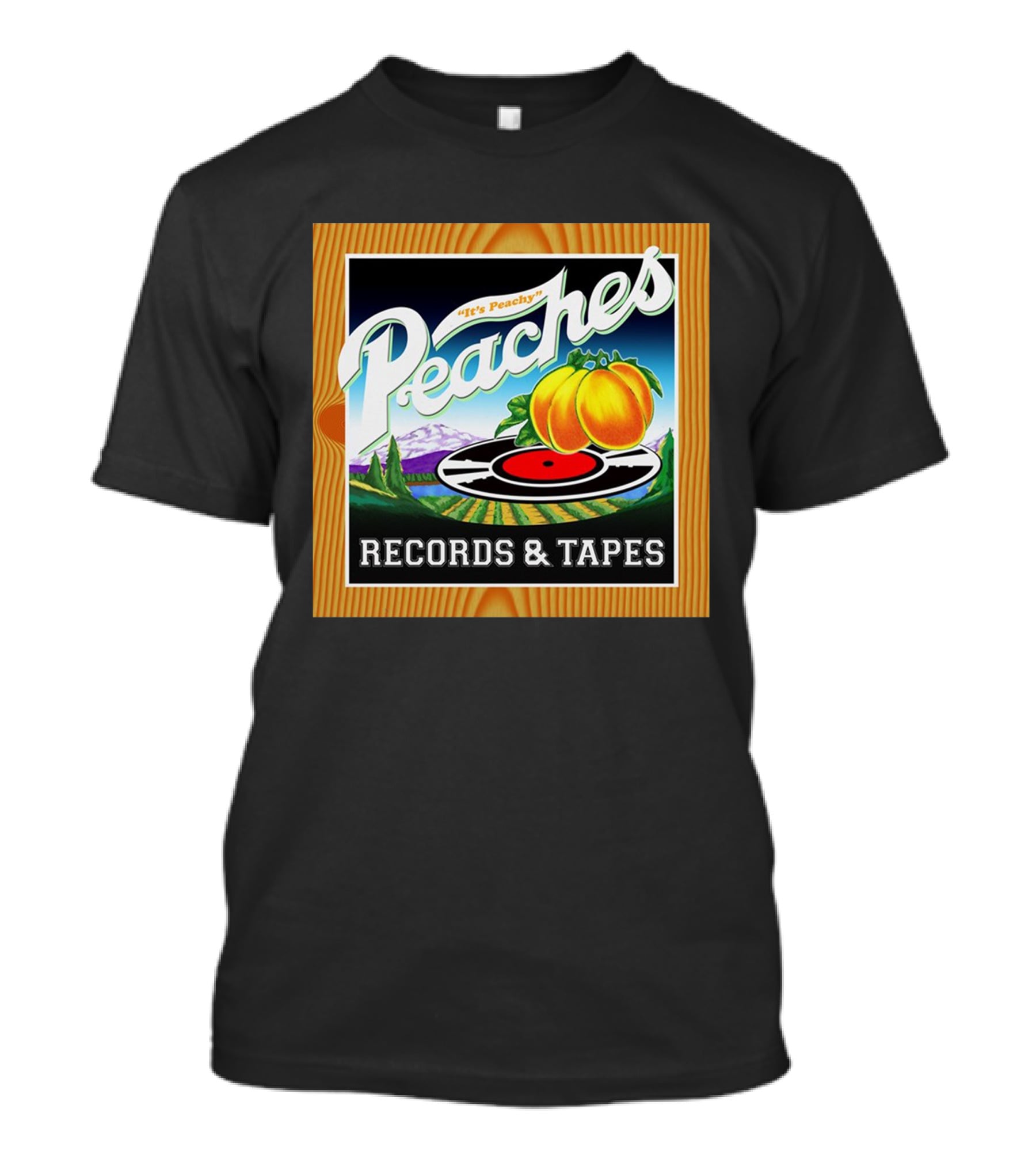 It's Peachy Peaches Records And Tapes Retro Vinyl T-Shirt