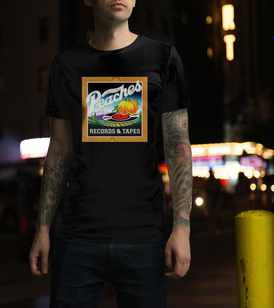 It's Peachy Peaches Records And Tapes Retro Vinyl T-Shirt
