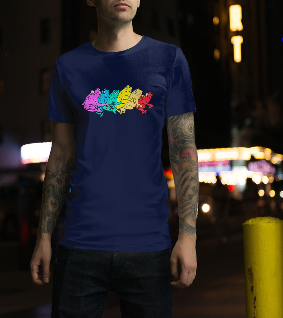 Rainbow Gay Frog Pride Colors Vibrant Frogs T-Shirt