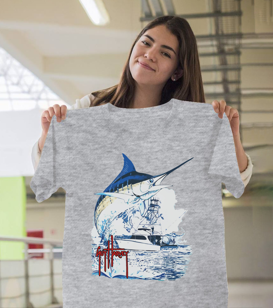 Guy Harvey Marlin Fishing Boat Ocean Adventure T-Shirt