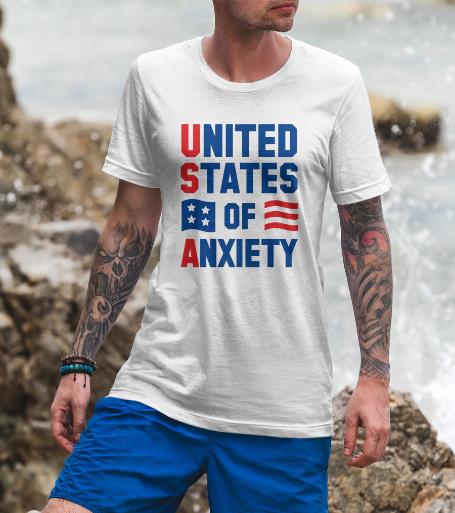 United States Of Anxiety USA Flag T-Shirt