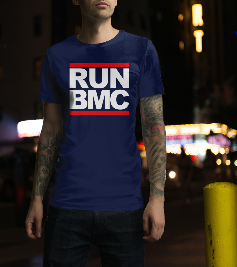 RUN BMC Bold White Text With Red Bars T-Shirt