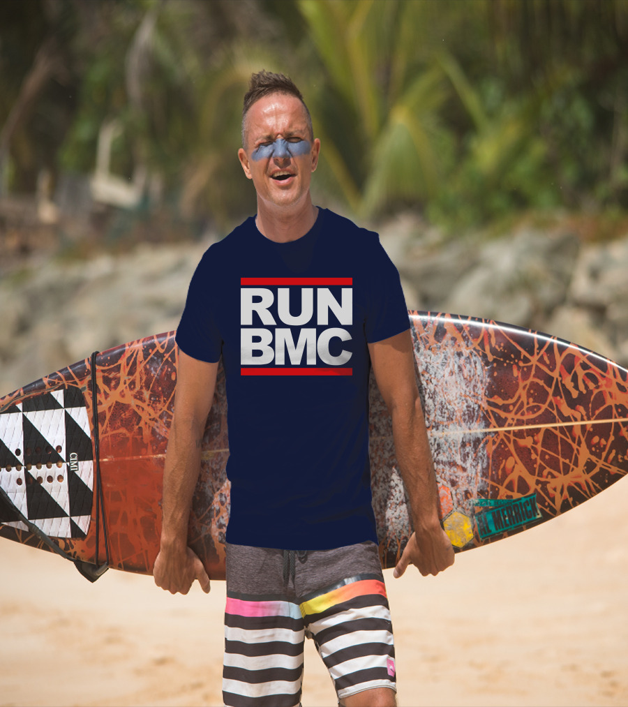RUN BMC Bold White Text With Red Bars T-Shirt