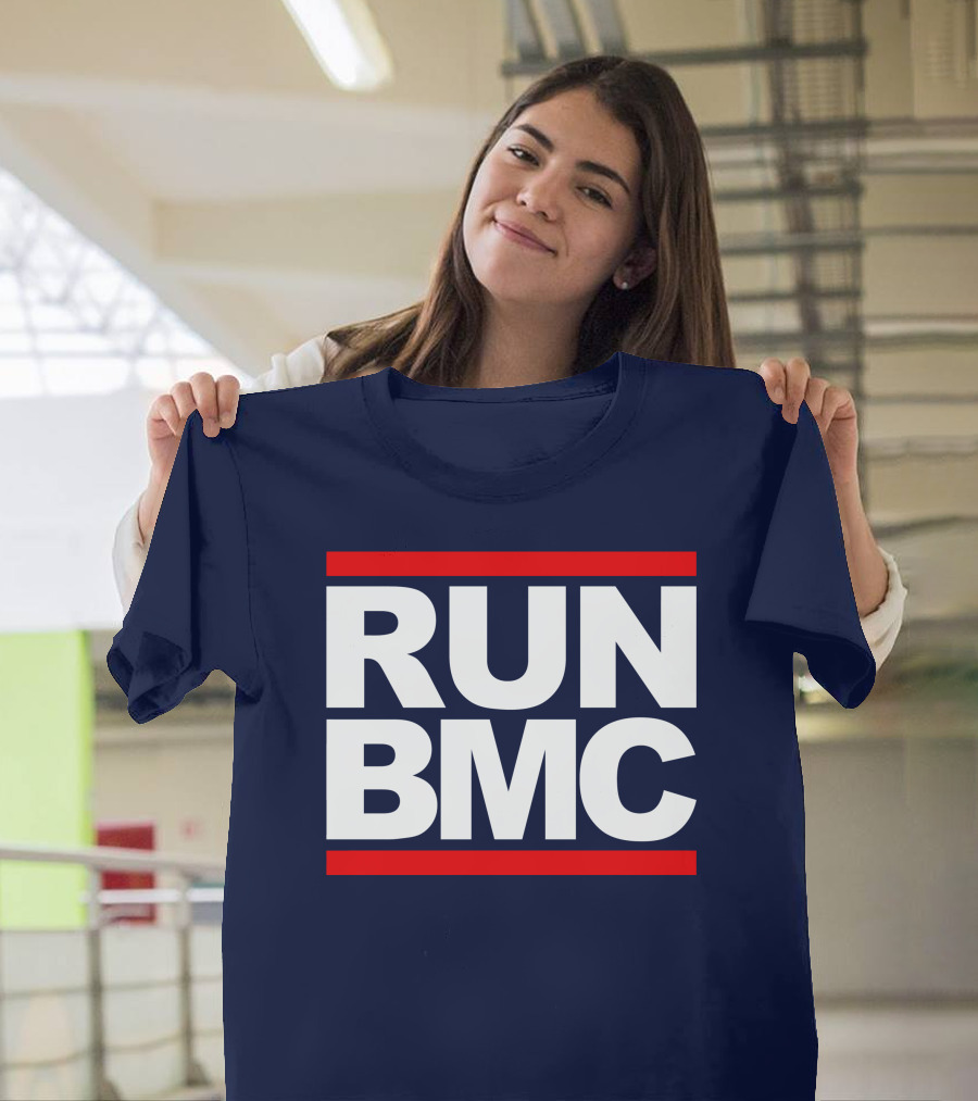 RUN BMC Bold White Text With Red Bars T-Shirt