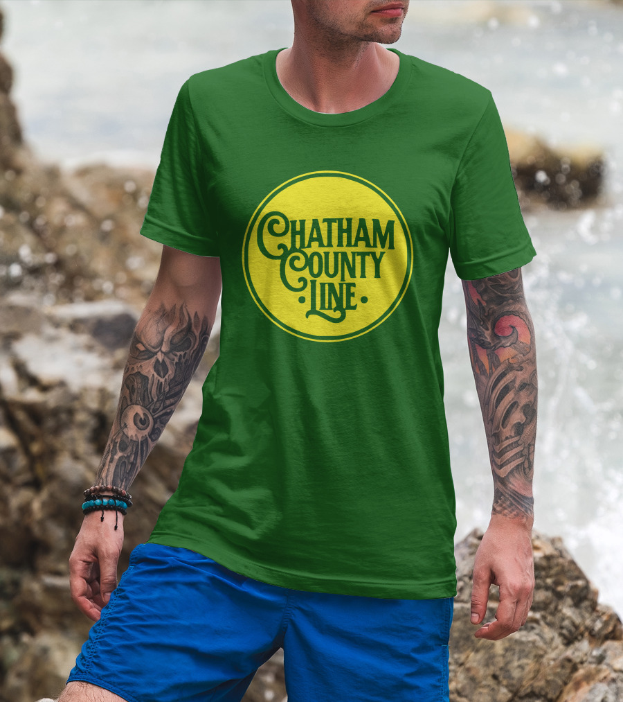 Chatham County Line Vintage Circle Logo On Green Background T-Shirt