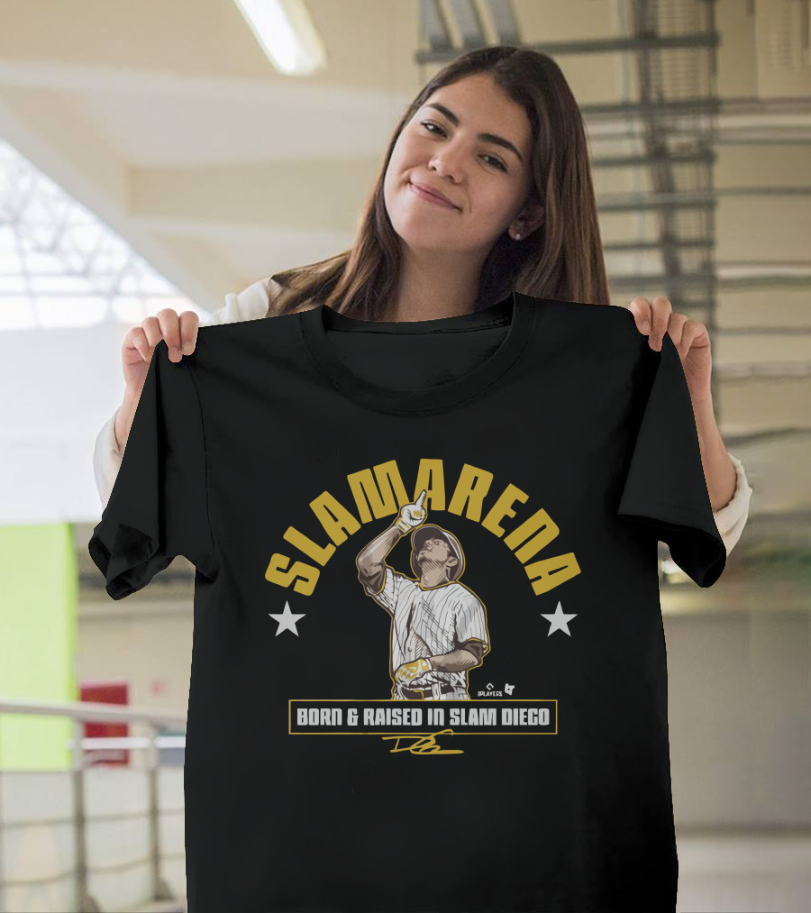 SLAMARENA Born And Raised In Slam Diego Baseball Stars T-Shirt
