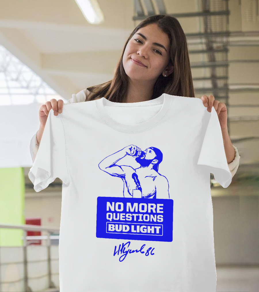 Nikita Kucherov No More Questions Bud Light 86 Logo Blue T-Shirt