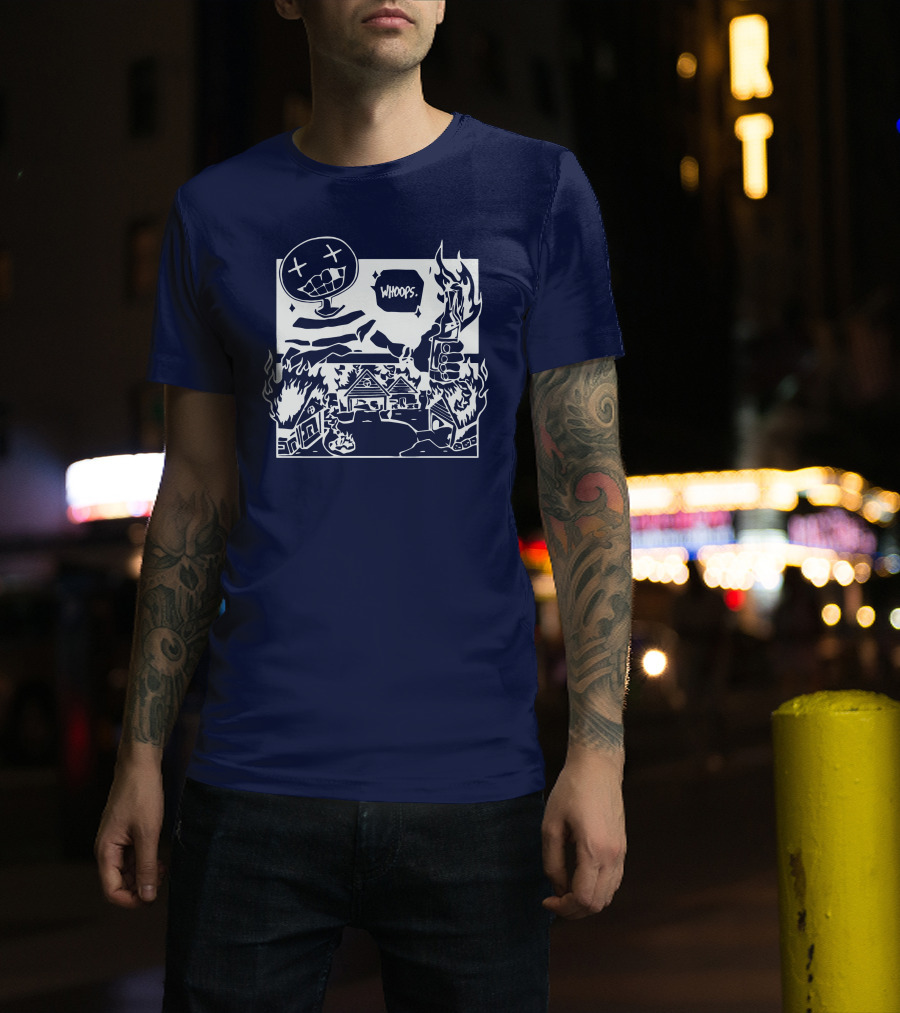 Offcanny Merch Shop Whoops Burning Houses Scene T-Shirt
