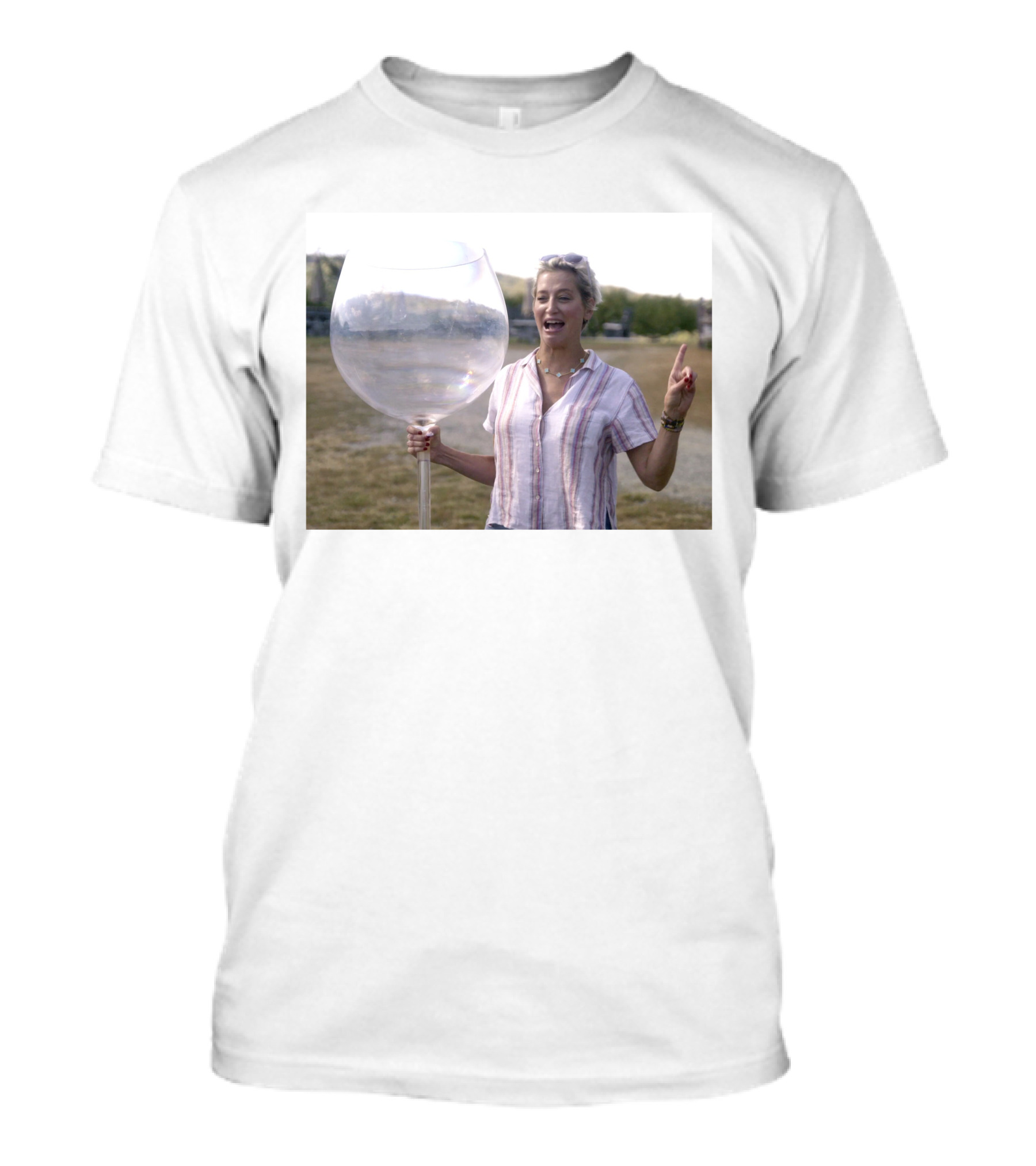 Dorinda Medleys Metallic Striped Oversized Wine Glass Moment T-Shirt