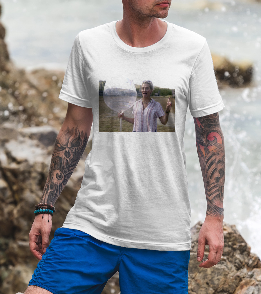 Dorinda Medleys Metallic Striped Oversized Wine Glass Moment T-Shirt