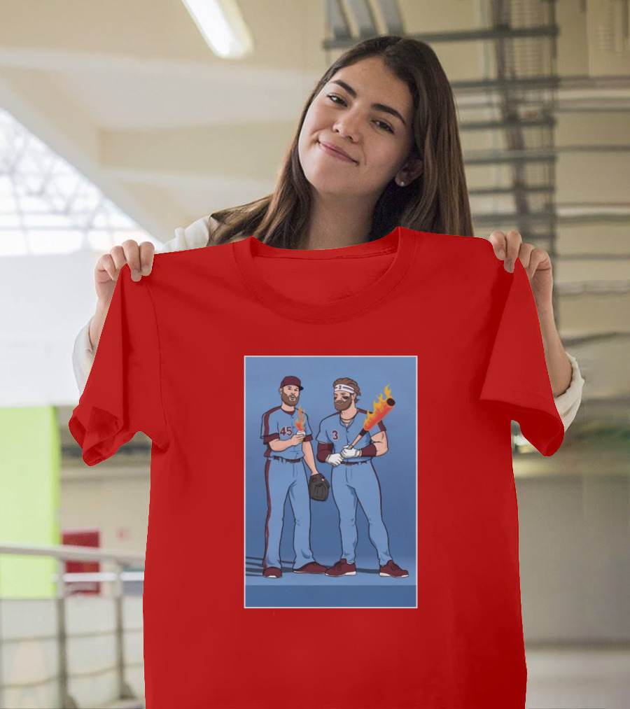 Bryce and Zack Flaming Baseball Bat T-Shirt