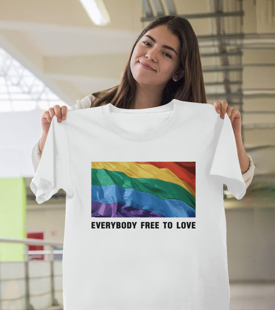 Everybody Free To Love Pride Rainbow Flag T-Shirt