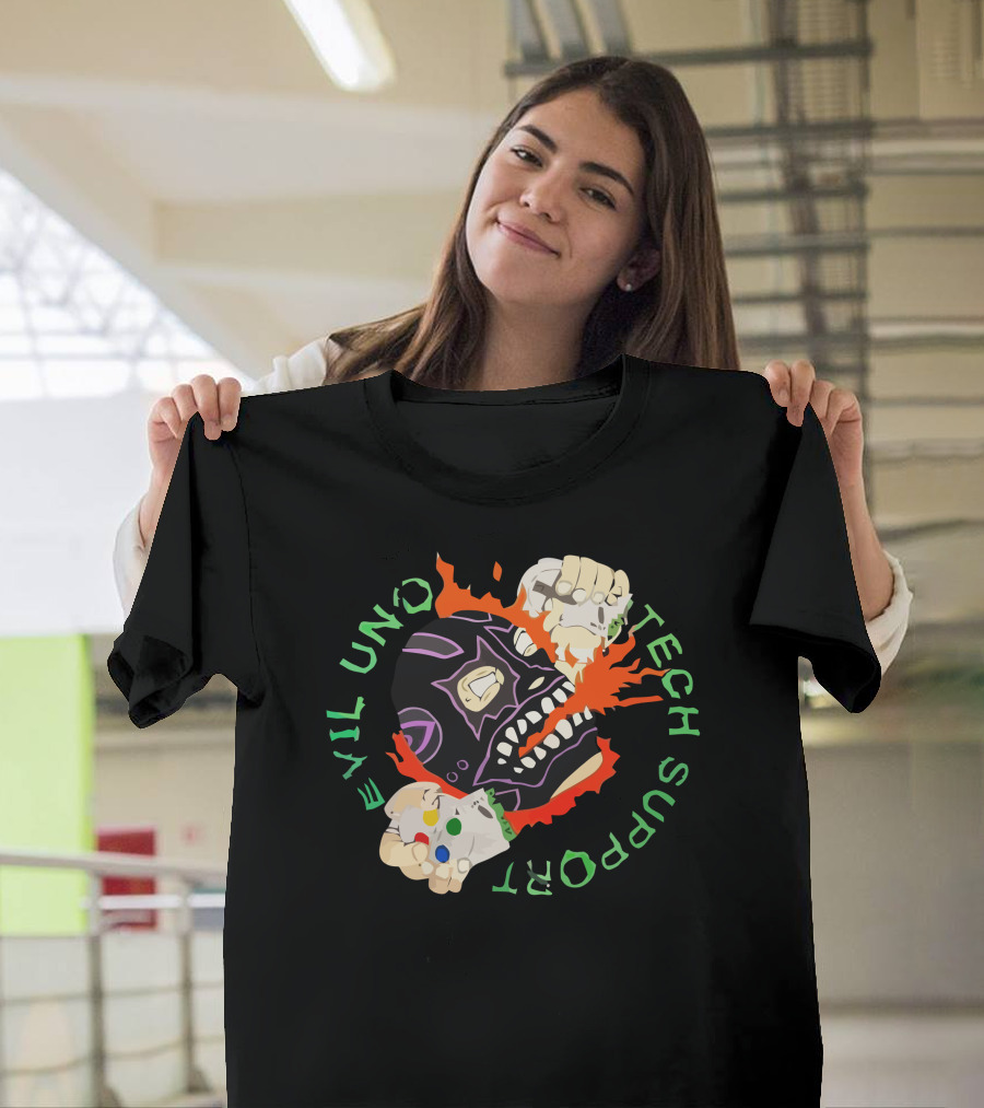Evil Uno Tech Support AEW Mask and Game Controller T-Shirt